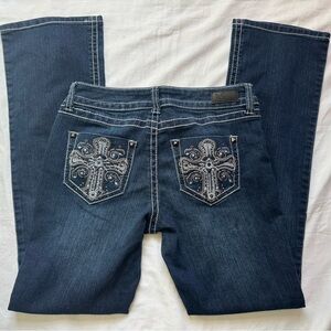 Natural Reflections Women’s Denim Jeans Size 2 Dark Wash Low Rise Embroidered